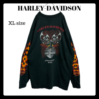 ハーレーダビッドソン(Harley Davidson)の大人気 ハーレーダビッドソン ビンテージ Tシャツ 長袖 ロンT 腕プリント(Tシャツ/カットソー(七分/長袖))