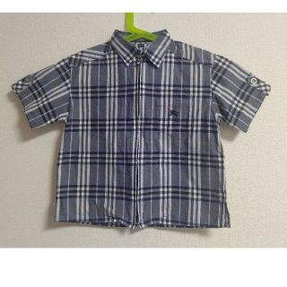 バーバリー(BURBERRY)の☆BURBERRYバーバリー☆前ファスナー　半袖チェックシャツ ブルー系 100(Tシャツ/カットソー)