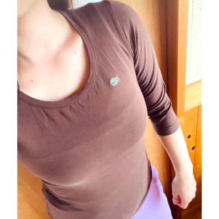 ラコステ(LACOSTE)の【LACOSTE ラコステ】 七分丈トップス　ブラウン　Sサイズ(カットソー(長袖/七分))