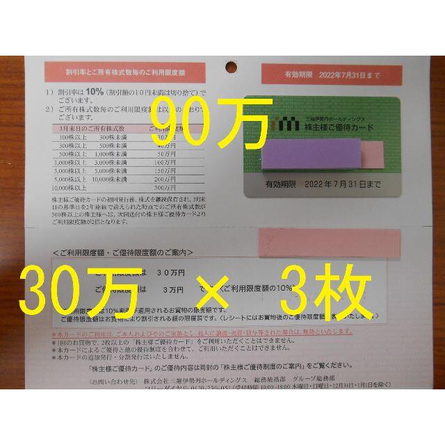 （90万　30万×3枚）　三越 伊勢丹 株主優待カード