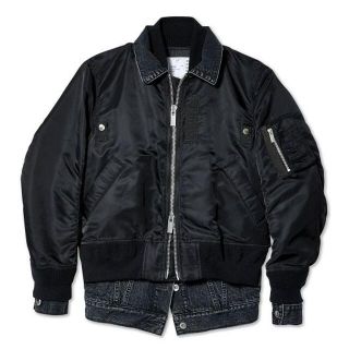 サカイ(sacai)のSACAI 21SS レイヤード MA-1 デニムジャケット 4 定価99000(ミリタリージャケット)