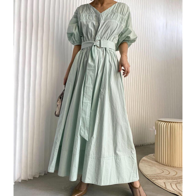 アメリSHIRRING VOLUME SLEEVE DRESS