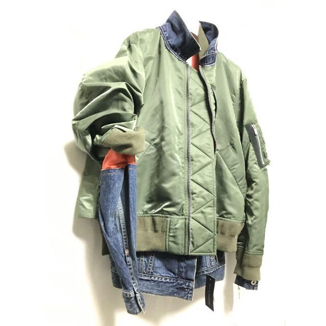 sacai(サカイ)のSACAI 21SS レイヤード MA-1 デニムジャケット 4 定価99000 レディースのジャケット/アウター(Gジャン/デニムジャケット)の商品写真