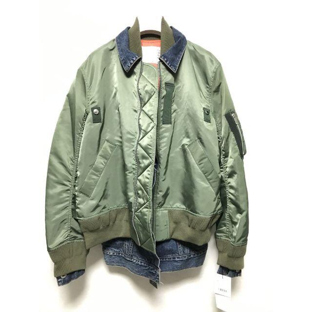 sacai(サカイ)のSACAI 21SS レイヤード MA-1 デニムジャケット 4 定価99000 レディースのジャケット/アウター(Gジャン/デニムジャケット)の商品写真