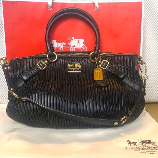 コーチ(COACH)のCOACH コーチ マディソンギャザード 2wayバッグ ブラック【匿名配送】(ハンドバッグ)