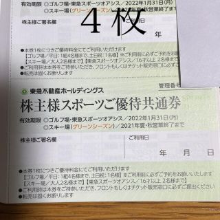 東急スポーツオアシス　株主優待券　4枚　(フィットネスクラブ)