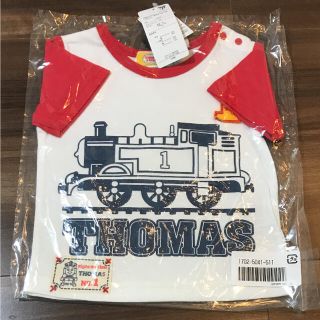 きかんしゃトーマス　ワッペンTシャツ　80cm 赤(Ｔシャツ)