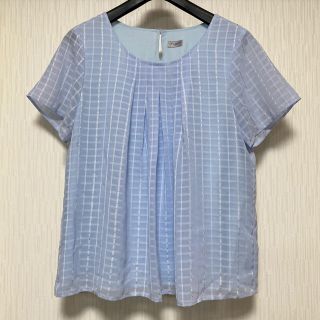 アオヤマ(青山)の青山　ラメ入りチェック柄シフォンブラウス　レミュー(シャツ/ブラウス(半袖/袖なし))