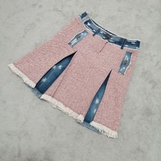 バーバリーブルーレーベル(BURBERRY BLUE LABEL)の専用　BURBERRY BLUE LABEL　ダメージ加工　デニム×ウール　(ひざ丈スカート)