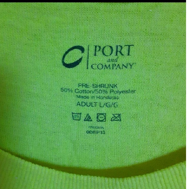 USA古着　Tシャツ　ポートアンドカンパニー　蛍光色　イエロー　L メンズのトップス(Tシャツ/カットソー(半袖/袖なし))の商品写真