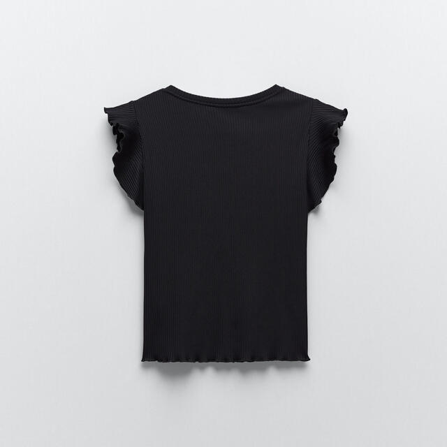 ZARA(ザラ)のZARA リブ　袖フリル　Tシャツ レディースのトップス(Tシャツ(半袖/袖なし))の商品写真