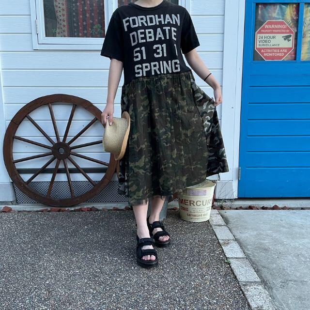 アメリカンtシャツ カムフラージュスカート リメイクワンピース ゆったりリメイクの通販 By Takaloha Market ラクマ