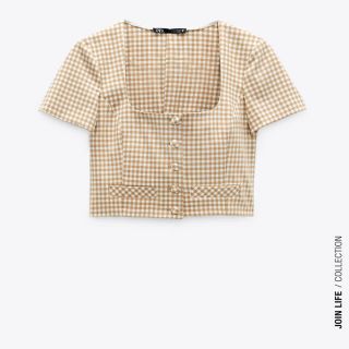 ザラ(ZARA)の新品  ZARA   ギンガムチェックトップス(カットソー(半袖/袖なし))