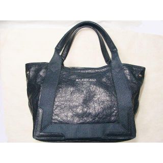 バレンシアガ(Balenciaga)のバレンシアガ339933オールレザー皮革皺加工ネイビーカバスハンドトートバッグ鞄(トートバッグ)