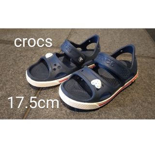 クロックス(crocs)のクロックス キッズ サンダル 17.5cm　c10　紺×白(サンダル)