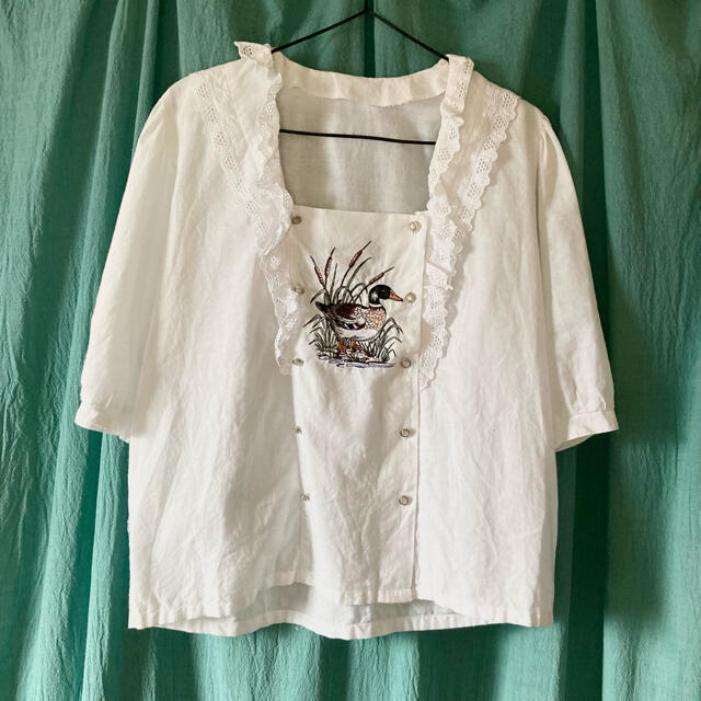古着　アニマル　ブラウス レディースのトップス(シャツ/ブラウス(半袖/袖なし))の商品写真