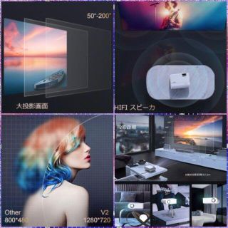 ❤超高輝度7500LM❣明るい部屋でもハッキリ投影♪❤超簡単ミラーリング ...