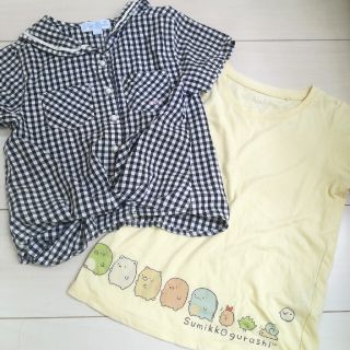 ユニクロ(UNIQLO)のすみっコぐらし　ギンガムチェック　半袖　120cm　2枚組(Tシャツ/カットソー)