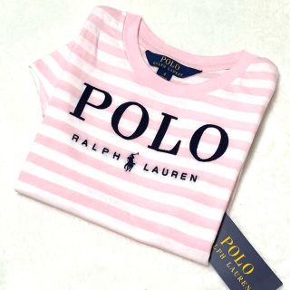 ポロラルフローレン(POLO RALPH LAUREN)の4T/110 新品 POLO ポニー ストライプ Tシャツ / ピンク(Tシャツ/カットソー)