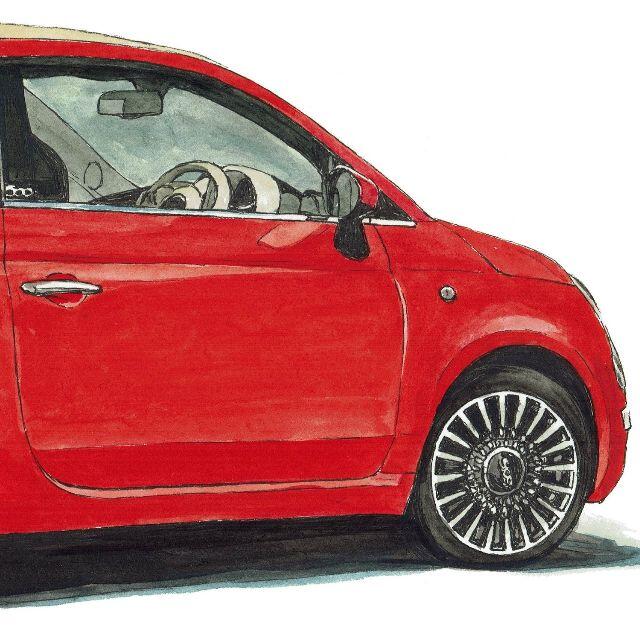 GC-1390 FIAT 500C限定版画直筆サイン額装●作家平右ヱ門 4