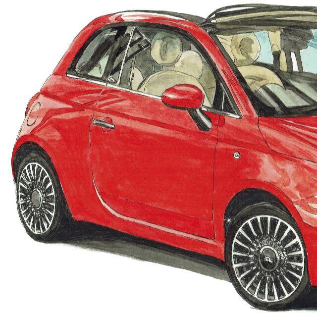 GC-1390 FIAT 500C限定版画直筆サイン額装●作家平右ヱ門 6