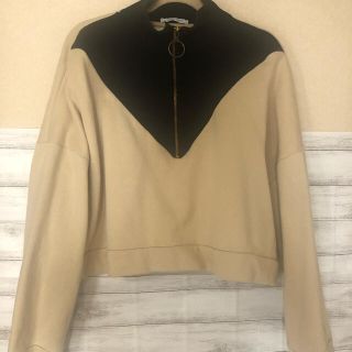 ザラ(ZARA)のZARA TRF バイカラー　スウェット　ショート丈(トレーナー/スウェット)