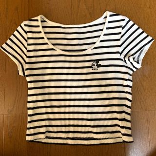 ジェイダ(GYDA)のGYDA ミッキーマウス クロップド丈 リブTシャツ(Tシャツ(半袖/袖なし))