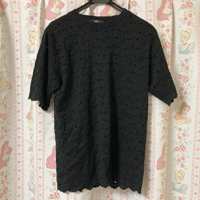 dholic(ディーホリック)のDHOLIC　ショートスリーブレースTシャツ　黒 レディースのトップス(Tシャツ(半袖/袖なし))の商品写真
