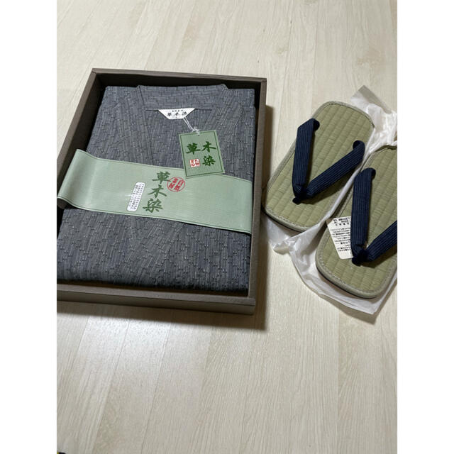草木染めの甚平と畳表革底雪駄のセット メンズの靴/シューズ(下駄/草履)の商品写真