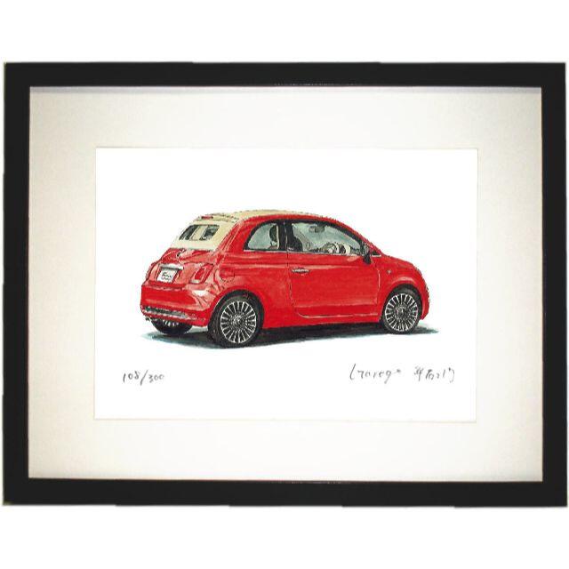 美術品/アンティークGC-1392 FIAT 500C限定版画直筆サイン額装●作家平右ヱ門