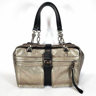 ロエベ(LOEWE)の美品 ロエベ ローラ シルバー チェーン レザー ハンドバッグ ショルダー(ハンドバッグ)