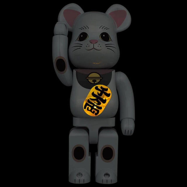 BE@RBRICK 招き猫 白メッキ 発光 400％ 2