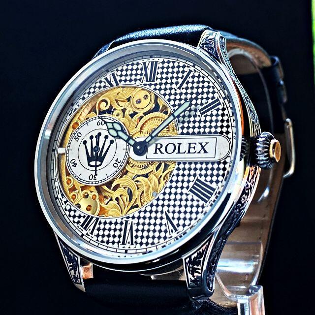ROLEX - ★オシャレ!【ROLEX/手巻き】ロレックス 限定 スケルトン メンズ 腕時計