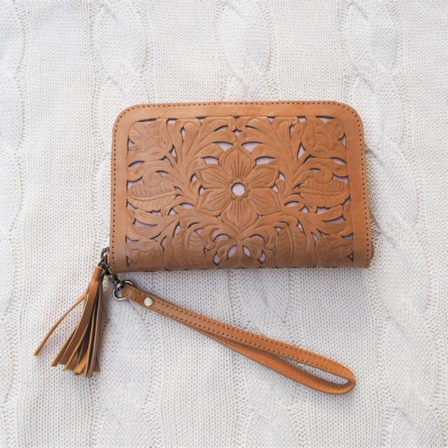 Leather Card Wallet Flower《SAND》20381054