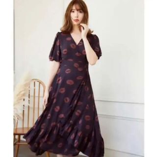 herlipto Lip-print Wrap Dress  ⭐︎新品タグあり(ロングワンピース/マキシワンピース)