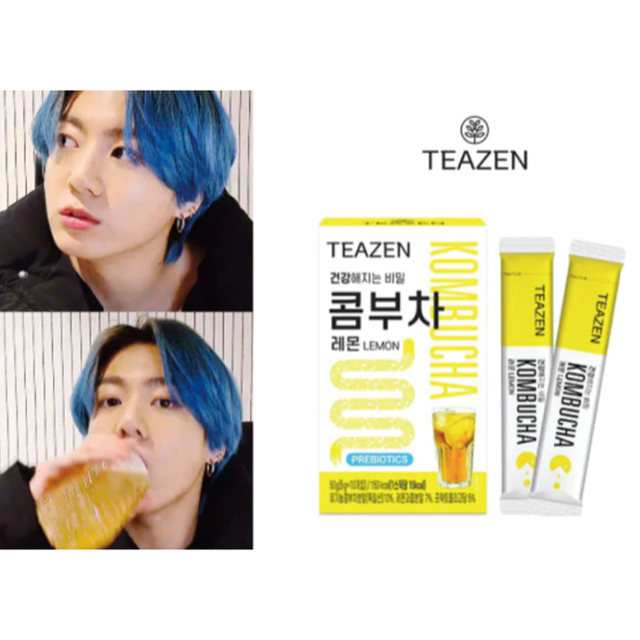 防弾少年団(BTS)(ボウダンショウネンダン)のBTSグク愛用 TEAZENコンブチャ レモン味 ボトル付 食品/飲料/酒の健康食品(その他)の商品写真