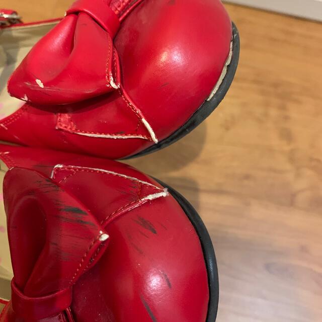BODYLINE(ボディライン)の赤　リボン　パンプス レディースの靴/シューズ(ハイヒール/パンプス)の商品写真