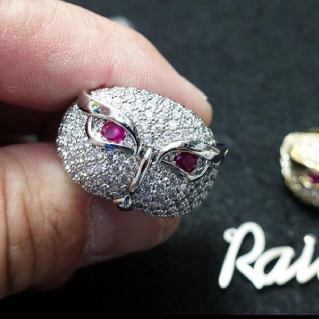 【16号】赤い目 フクロウのリング 。 ブリンブリン シルバー メンズのアクセサリー(リング(指輪))の商品写真
