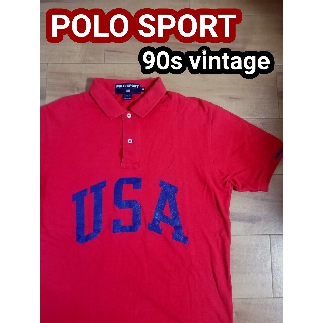 90s ビンテージ ラルフローレン POLO1993  半袖 ポロシャツ 赤 M