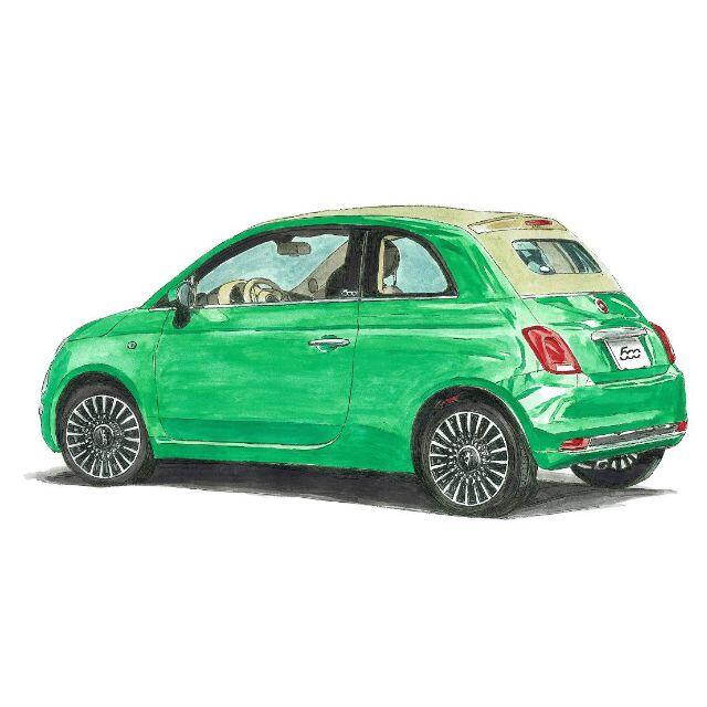 GC-1396 FIAT 500C限定版画直筆サイン額装○作家平右ヱ門 ...