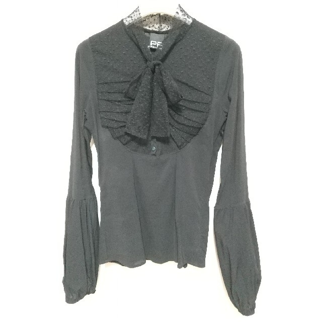 きれい 新品☆PAOLA FRANI パオラ フラーニ黒ブラウス リボン ドット40
