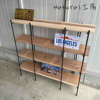 手作りアイアン家具 折り畳みラック アンティーク 西海岸インテリア 幅100cm(棚/ラック/タンス)