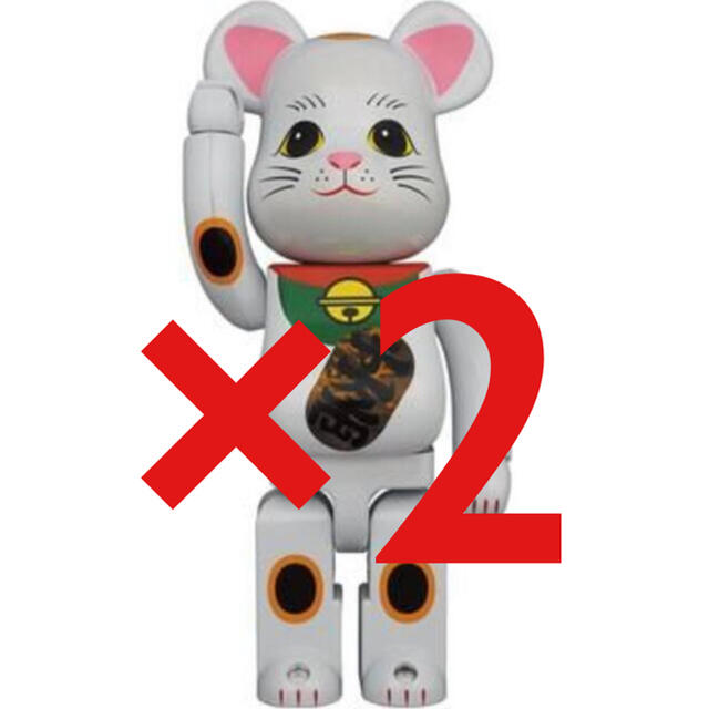 新品在庫 MEDICOM TOY - BE@RBRICK 招き猫 白メッキ 発光 400%の通販