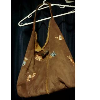美品✨伊太利屋 ハンドバッグ/トートバッグ型押しクロコブラウン茶