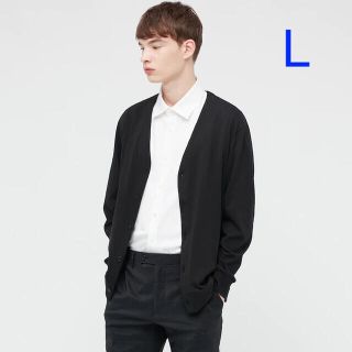 ユニクロ(UNIQLO)のユニクロ エアリズム UVカットカーディガン Lサイズ／ブラック 新品タグ付き！(カーディガン)