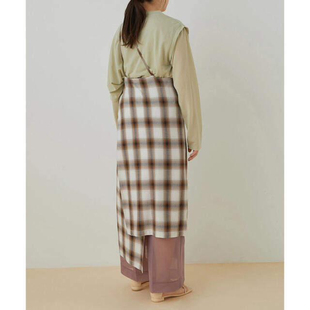 【新品】pheeny omble check apron dress Brown