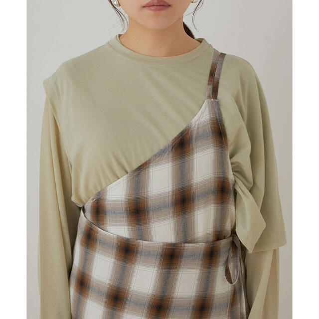 PHEENY(フィーニー)の【新品】pheeny omble check apron dress Brown レディースのワンピース(ひざ丈ワンピース)の商品写真