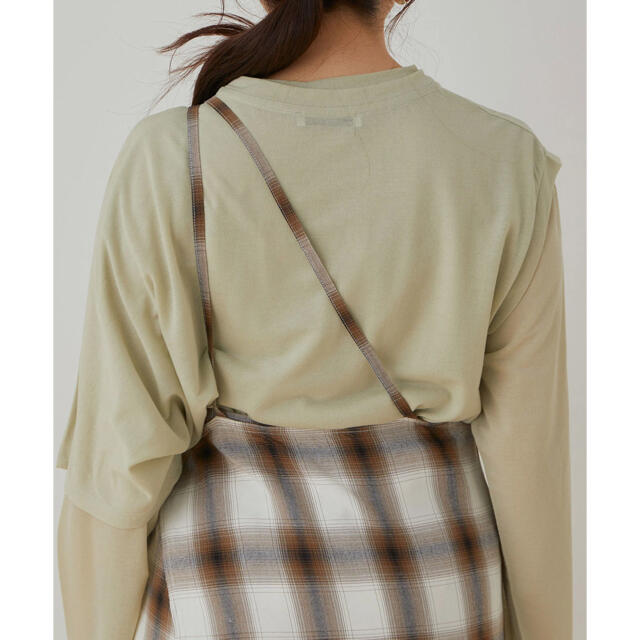 【新品】pheeny omble check apron dress Brown