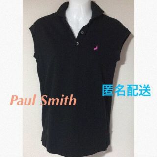 ポールスミス(Paul Smith)の値下げ！　ポールスミス　ノースリーブ　ポロシャツ　ブラック　黒(カットソー(半袖/袖なし))