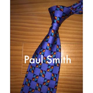 ポールスミス(Paul Smith)の美品　Paul Smith  パープル系ブルー総柄　プリントタイ(ネクタイ)